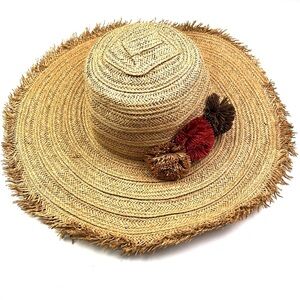 New J. Jill Wide Brim Raffia Straw Beach Sun Hat